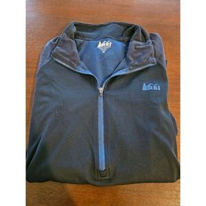REI Hooded Pullover‎ Womens Size Medium lightweight 1/4 zip thumb holes Blue